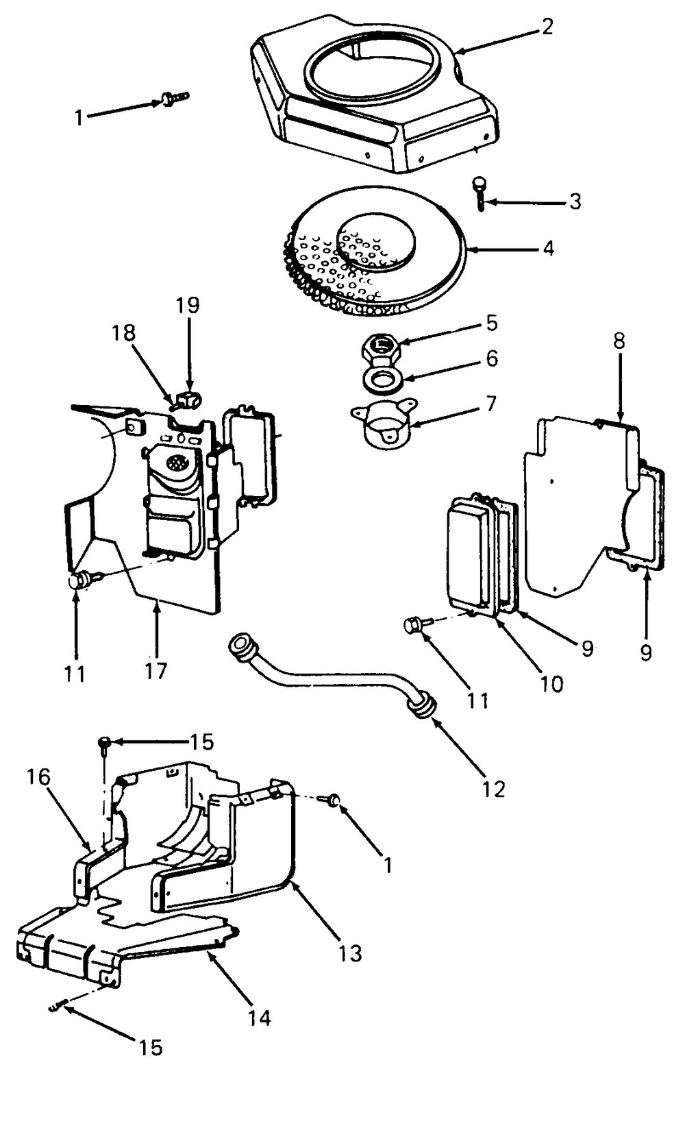 Engine Blower Housing Covers, Baffles, Screens And Breather Diagram and Parts List for 1610 0350042U-135393100-135393399-136393100 Cub Cadet Lawn Tractor